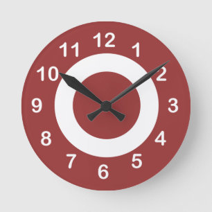 Horloge Ronde Cercles cibles rouges et blancs rouillés