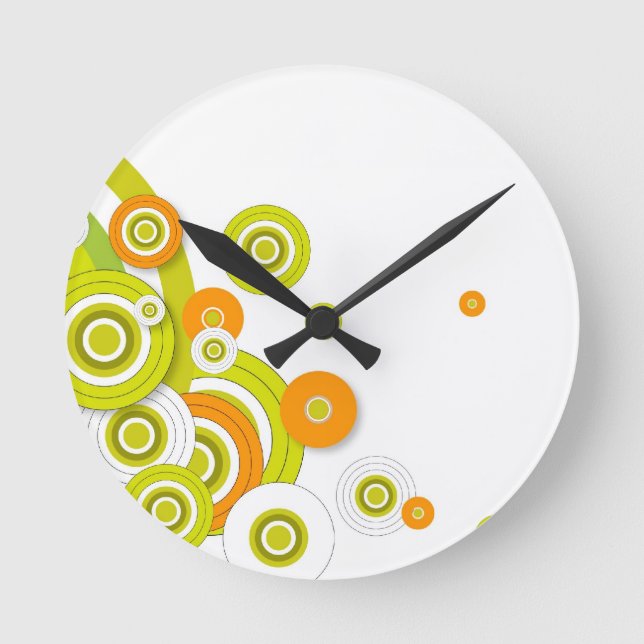 Horloge Ronde Cercles funky sur blanc (Recto)
