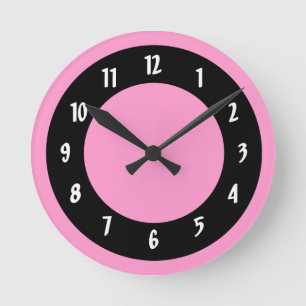 Horloge Ronde Cercles roses et noirs