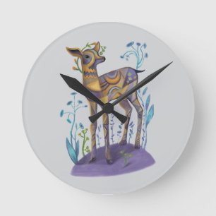 Horloge Ronde cerf mignon