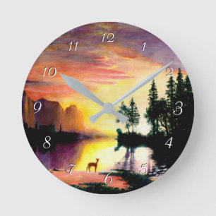 Horloge Ronde Cerf peint à l'horloge ronde de l'aube