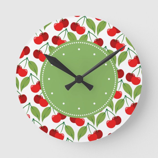 Horloge Ronde Cerises rétro (Recto)