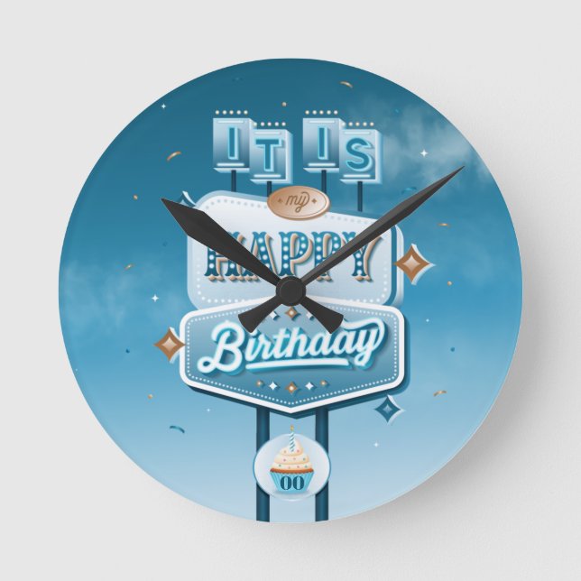 Horloge Ronde C'est mon joyeux cadenas d'anniversaire (Recto)