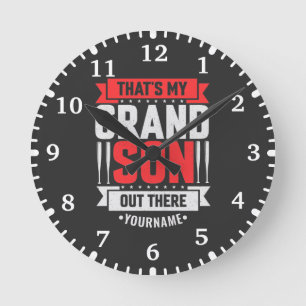 Horloge Ronde C'est mon petit-fils là-bas Baseball