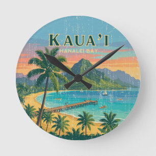 Horloge Ronde Cette collection d'anciens posters de voyage en dé