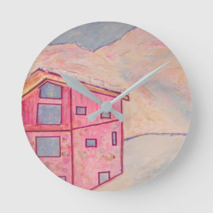 Horloge Ronde Chalet Snow