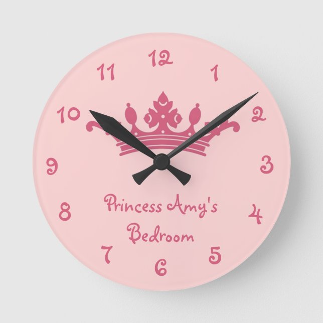 Horloge Ronde Chambre de princesse rose personnalisée (Recto)