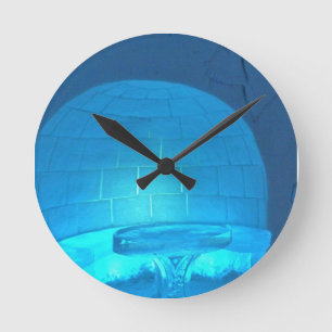 Horloge Ronde Chambre Igloo à l'Hôtel de Glace, Québec, Canada