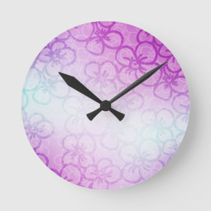 Horloge Ronde Champ de fleur - pourpre