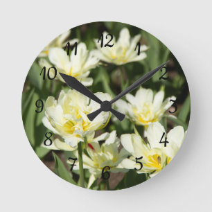 Horloge Ronde Champ de tulipes blanches