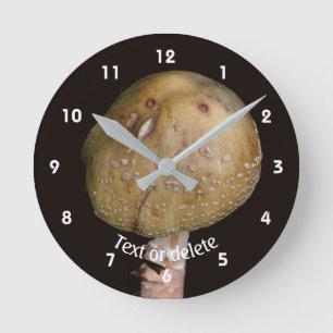 Horloge Ronde Champignon Brun Sauvage Personnalisé Nature