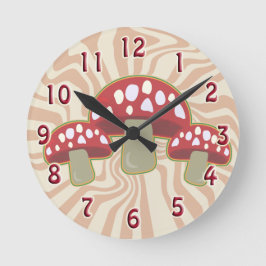 Horloge Ronde Champignons rouges des années 70 super
