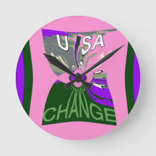Horloge Ronde Changement rose Hillary Etats-Unis nous sommes