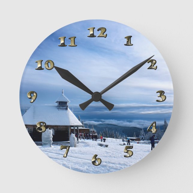 Horloge Ronde Chapel dans les montagnes des Alps (Recto)
