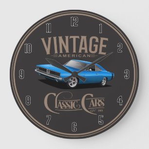 Horloge Ronde Chargeur vintage American Classic Cars Grande horl