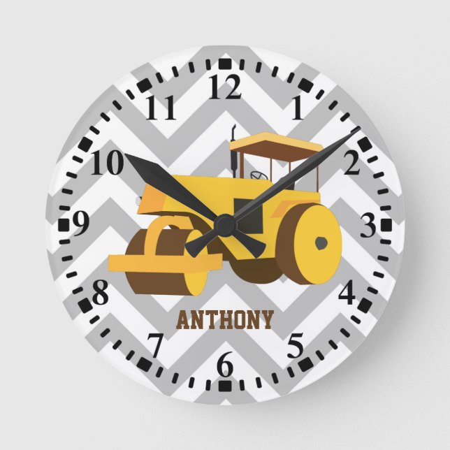 Horloge Ronde Chariot de construction à roulettes personnalisées (Recto)