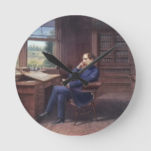 Horloge Ronde Charles Dickens dans son étude