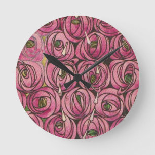 Horloge Ronde Charles Rennie Mackintosh - Roses
