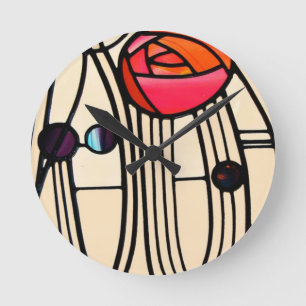 Horloge Ronde Charles Rennie Mackintosh Vitrail