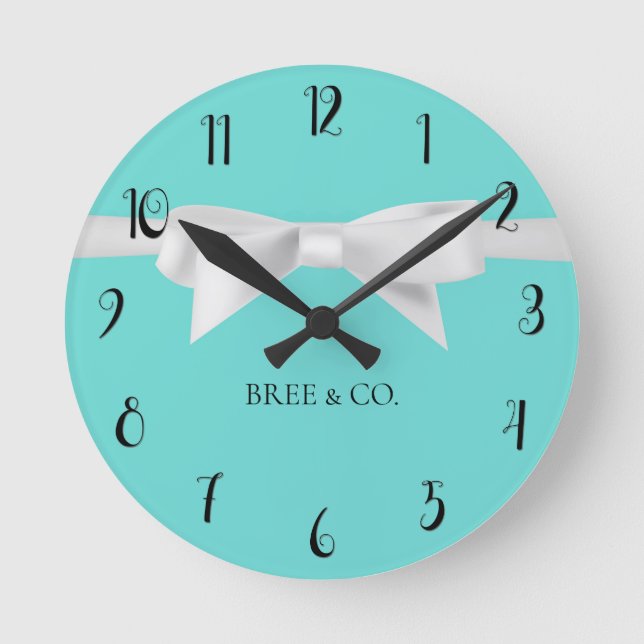 Horloge Ronde Charme moderne d'arc blanc turquoise d'Audrey (Recto)