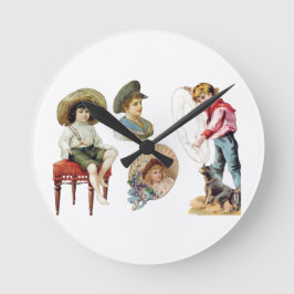 Horloge Ronde Charming Victorian Children and Dog Collector