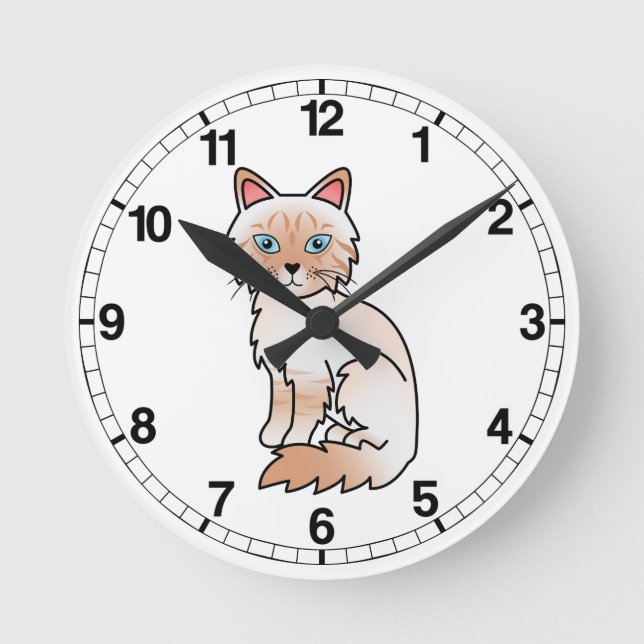 Horloge Ronde Chat Birman / Ragdoll tabby rouge pointe (Recto)