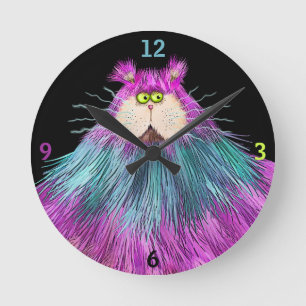 Horloge Ronde Chat coloré amusant
