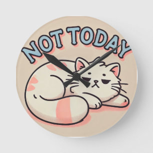 Horloge Ronde Chat de dessin animé paresseux 