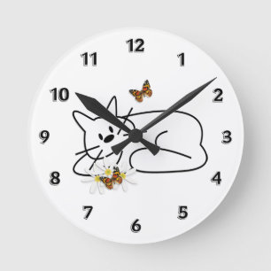 Horloge Ronde Chat de griffonnage