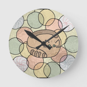 Horloge Ronde Chat de sucrerie en verre souillé