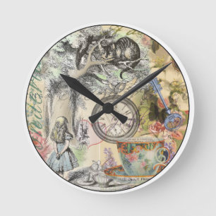Horloge Ronde Chat du Cheshire Alice au Pays des Merveilles Clas