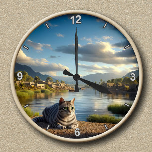 Horloge Ronde Chat égyptien Mau personnalisable 