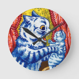 Horloge Ronde Chat et ses chatons