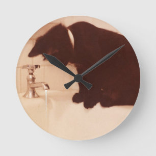 Horloge Ronde Chat noir de poivre de salle de bains