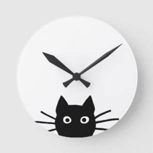 Horloge Ronde Chat Noir Drôle