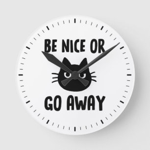 Horloge Ronde Chat noir être Nice ou s'éloigner