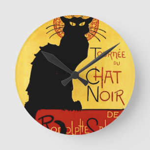 Horloge Ronde Chat noir Vintage Tournée du Chat Noir, Theophile