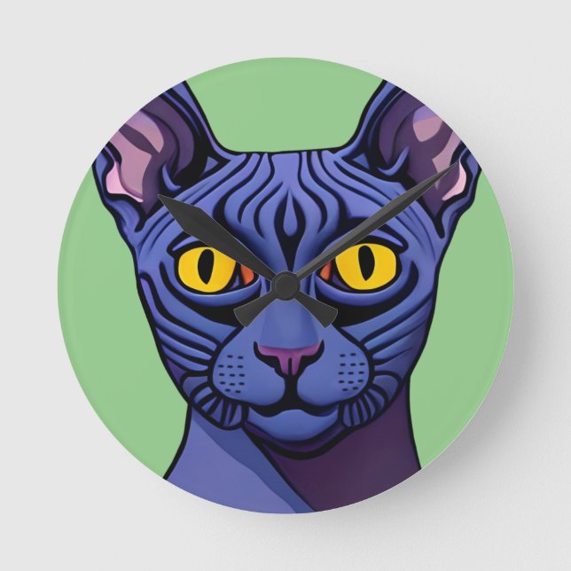 Horloge Ronde Chat Sphynx (Recto)
