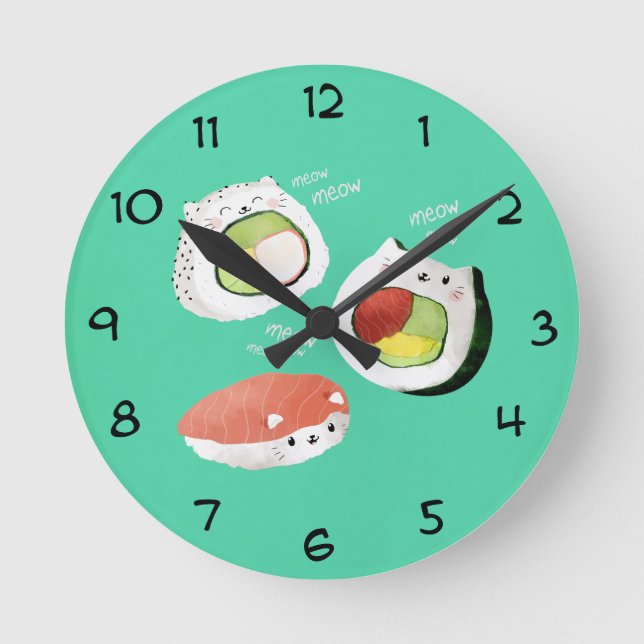 Horloge Ronde Chat sushi mignon (Recto)