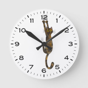 Horloge Ronde Chat Tortoise Coque Accroché Sur Drôle