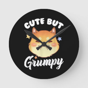 Horloge Ronde Chaton Grognon contrarié faisant la moue