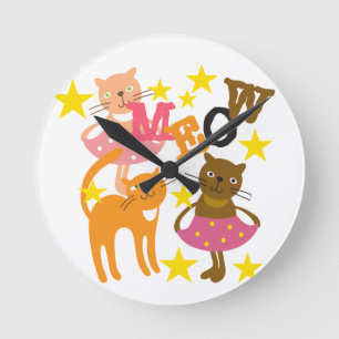 Horloge Ronde Chats dansants