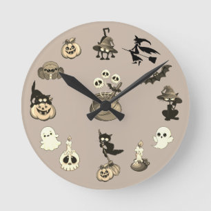 Horloge Ronde Chats drôles de Halloween Fête