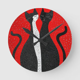 Horloge Ronde Chats noirs mignons