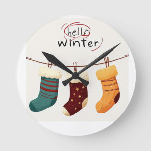 Horloge Ronde chaussettes de Noël cadeaux