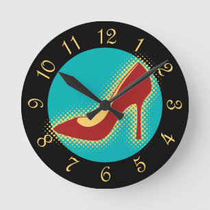 Horloge Ronde Chaussure à talon rouge rétro