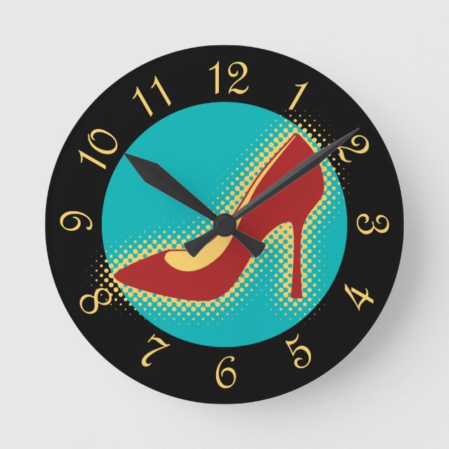 Horloge Ronde Chaussure à talon rouge rétro (Recto)