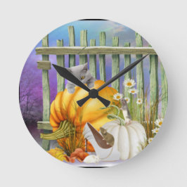 Horloge Ronde Chaussure blanche perdue dans le Patch Citrouille