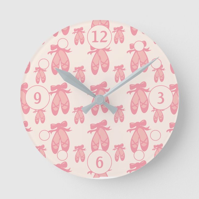 Horloge Ronde Chaussures de ballet de poule rose (Recto)
