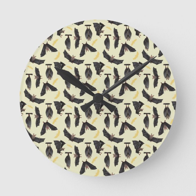 Horloge Ronde chauves-souris jaune (Recto)